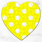 Polka Dots - White on Yellow Jigsaw Puzzle (Heart)