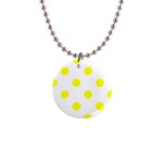Polka Dots - Yellow on White 1  Button Necklace