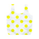Polka Dots - Yellow on White Full Print Recycle Bag (M)