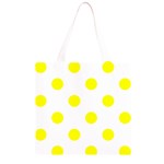 Polka Dots - Yellow on White Grocery Light Tote Bag