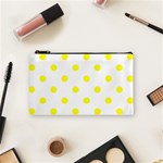 Polka Dots - Yellow on White Cosmetic Bag (S)