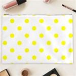 Polka Dots - Yellow on White Cosmetic Bag (XXL)