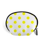 Polka Dots - Yellow on White Accessory Pouch (Small)