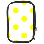 Polka Dots - Yellow on White Compact Camera Leather Case