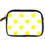 Polka Dots - Yellow on White Digital Camera Leather Case