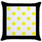 Polka Dots - Yellow on White Throw Pillow Case (Black)