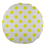 Polka Dots - Yellow on White Large 18  Premium Round Cushion