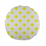Polka Dots - Yellow on White Standard 15  Premium Round Cushion