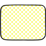 Polka Dots - Yellow on White Double Sided Fleece Blanket (Mini)