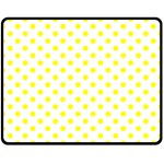 Polka Dots - Yellow on White Double Sided Fleece Blanket (Medium) (Two Sides)