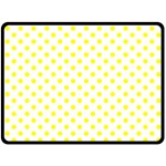 Polka Dots - Yellow on White Double Sided Fleece Blanket (Large) (Two Sides)