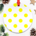 Polka Dots - Yellow on White Round Ornament (Two Sides)