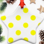 Polka Dots - Yellow on White Star Ornament (Two Sides)