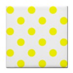 Polka Dots - Yellow on White Tile Coaster