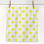 Polka Dots - Yellow on White Face Towel