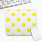 Polka Dots - Yellow on White Large Mousepad