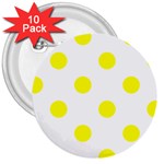 Polka Dots - Yellow on White 3  Button (10 pack)