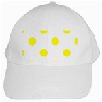 Polka Dots - Yellow on White White Cap
