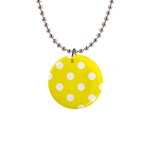 Polka Dots - White on Canary Yellow 1  Button Necklace