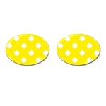 Polka Dots - White on Canary Yellow Cufflinks (Oval)