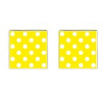 Polka Dots - White on Canary Yellow Cufflinks (Square)
