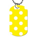 Polka Dots - White on Canary Yellow Dog Tag (Two Sides)