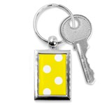 Polka Dots - White on Canary Yellow Key Chain (Rectangle)