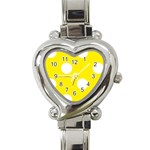 Polka Dots - White on Canary Yellow Heart Italian Charm Watch