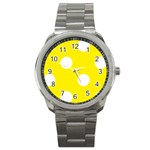 Polka Dots - White on Canary Yellow Sport Metal Watch