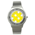 Polka Dots - White on Canary Yellow Stainless Steel Watch