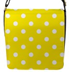 Polka Dots - White on Canary Yellow Flap Closure Messenger Bag (S)