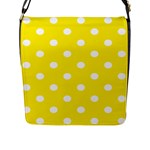 Polka Dots - White on Canary Yellow Flap Closure Messenger Bag (L)