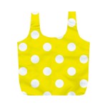 Polka Dots - White on Canary Yellow Full Print Recycle Bag (M)