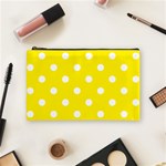 Polka Dots - White on Canary Yellow Cosmetic Bag (M)