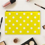 Polka Dots - White on Canary Yellow Cosmetic Bag (L)