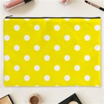 Polka Dots - White on Canary Yellow Cosmetic Bag (XXXL)