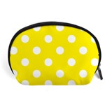 Polka Dots - White on Canary Yellow Accessory Pouch (Large)