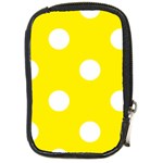 Polka Dots - White on Canary Yellow Compact Camera Leather Case
