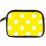 Polka Dots - White on Canary Yellow Digital Camera Leather Case