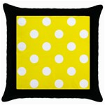 Polka Dots - White on Canary Yellow Throw Pillow Case (Black)