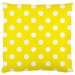 Polka Dots - White on Canary Yellow Large Flano Cushion Case (Two Sides)