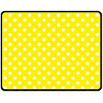 Polka Dots - White on Canary Yellow Fleece Blanket (Medium) (One Side)