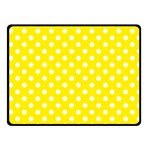 Polka Dots - White on Canary Yellow Fleece Blanket (Small) (One Side)
