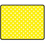 Polka Dots - White on Canary Yellow Double Sided Fleece Blanket (Medium) (Two Sides)