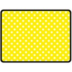 Polka Dots - White on Canary Yellow Double Sided Fleece Blanket (Large) (Two Sides)