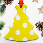 Polka Dots - White on Canary Yellow Christmas Tree Ornament (Two Sides)