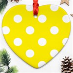 Polka Dots - White on Canary Yellow Heart Ornament (Two Sides)