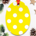 Polka Dots - White on Canary Yellow Ornament (Oval)