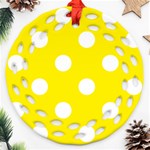 Polka Dots - White on Canary Yellow Ornament (Round Filigree)
