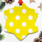Polka Dots - White on Canary Yellow Ornament (Snowflake)